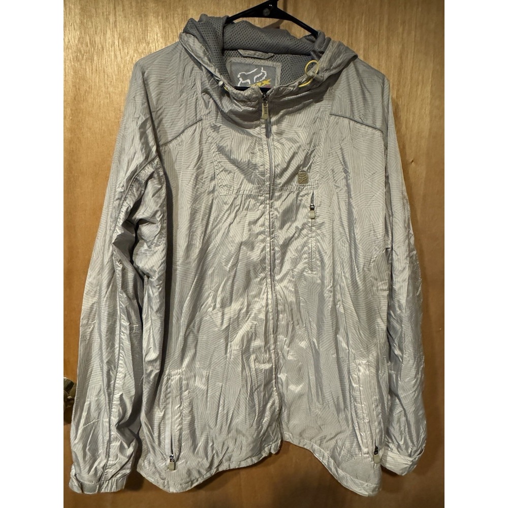 Fox Racing Fluid Rain Jacket Mens L Gray  MTB Windbreaker Coat Biking